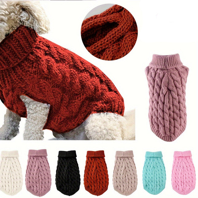 Knitted Pet Sweater | Soft Acrylic | Color Options | Machine Washable | Fall Winter Warmth | Small Medium Pets