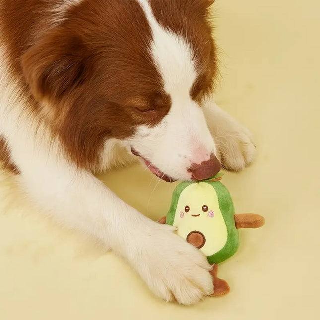 Avocadovormig Pluche Speelgoed | Duurzaam Kauwmateriaal | Interactief Spel met Piepgeluid voor Huisdieren