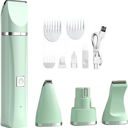 4-in-1 huisdierentondeuse met stille werking | Vacht trimmen, nagels knippen, oren reinigen & detailverzorging | Afneembare roestvrijstalen bladen