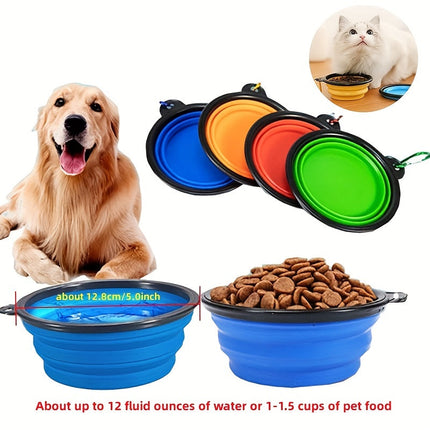 Opvouwbare voerbak voor honden en katten | Duurzaam TPR-rubber | Met karabijnhaak | Compact & lichtgewicht | Ideaal voor onderweg, reizen of wandelingen | Geschikt voor water en voer