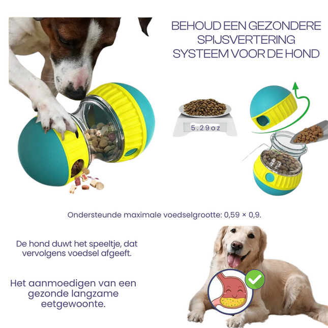 Interactief Honden Speelgoed | Haltervorm | Mentale Uitdaging | Beweging | Duurzaam en Gemakkelijk Schoon te Maken | Binnen en Buiten Gebruik | Rood Geel