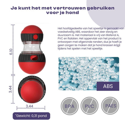 Interactief Honden Speelgoed | Haltervorm | Mentale Uitdaging | Beweging | Duurzaam en Gemakkelijk Schoon te Maken | Binnen en Buiten Gebruik | Rood Geel