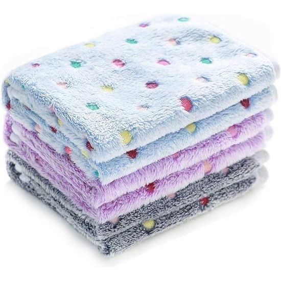 Set van 3 Zachte Huisdierdekens | Veelzijdige Coral Fleece Plaids | Kleine en Grote Formaten | Voor Honden, Katten | Kleurrijk Stevig Prints | Wasbaar en Warm | Anti-Pilling Polyester