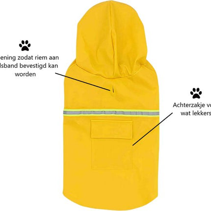 PupJoy Reflecterende Hondenregenjas met Capuchon | Waterdichte en Winddichte Hondjas | Verstelbare Pasvorm en Veiligheidsstrepen | Ideaal voor Nachtwandelingen