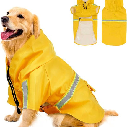 PupJoy Reflecterende Hondenregenjas met Capuchon | Waterdichte en Winddichte Hondjas | Verstelbare Pasvorm en Veiligheidsstrepen | Ideaal voor Nachtwandelingen