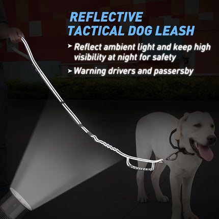 Verstelbare bungee hondenriem | Schokabsorberend nylon | Reflecterende stiksels | Gevoerde handgrepen | 125-190 cm lang | Geschikt voor grote honden
