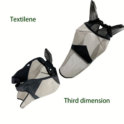 Horse Mask Fly Protection | Long Nose Fly Mask | Teslin Fabric | Equestrian Nose Covering