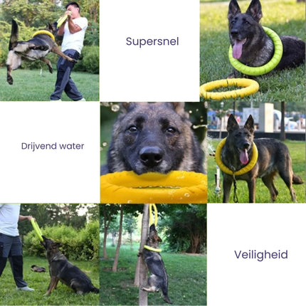 Duurzame Gele Kauwring Voor Honden | Interactief & Stimulerend | Verkrijgbaar in S en L | Rubber