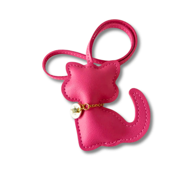 Sleutelhanger met Kattenhanger | PU Lederen Dier Sleutelhanger | Schattige Tashanger voor Dames | Tasdecoratie voor Meisjes | Gift Idee