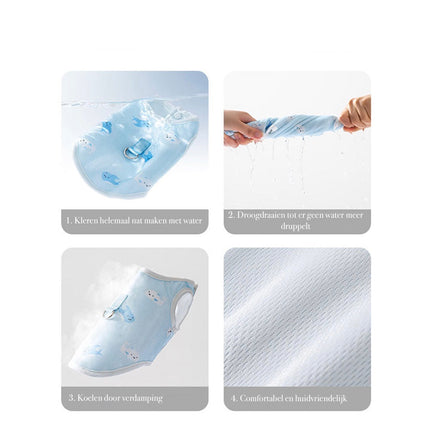 Ademend Verkoelingsvest voor Honden | Sneldrogend | Verstelbare Pasvorm | Beschikbaar in Blue Dolphin en White Leaves | Polyestervezel | Maat M/L | Zomerse Bescherming tegen Hitte