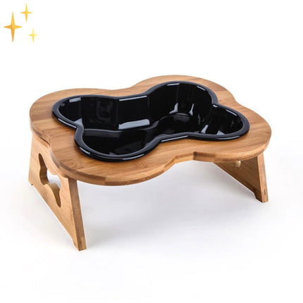 BoneFeast | Ergonomische verhoogde hondenvoerbak keramiek met houten standaard | Gemakkelijk schoon te maken | Geschikt voor alle hondenrassen