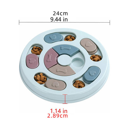 Interactieve Educatieve Hondenspeeltje | Voerbak Vertraging | Intelligentie Ontwikkeling | Duurzaam Plastic | Geschikt voor Alle Rassen | Blauw | 24x2.89 cm