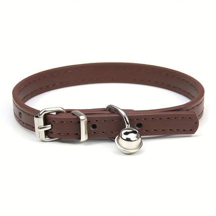 Verstelbare kattenhalsband kunstleer met bel | Veiligheidsbuckle | Metalen gesp | Voor katten van klein tot middelgroot | Meerdere maten