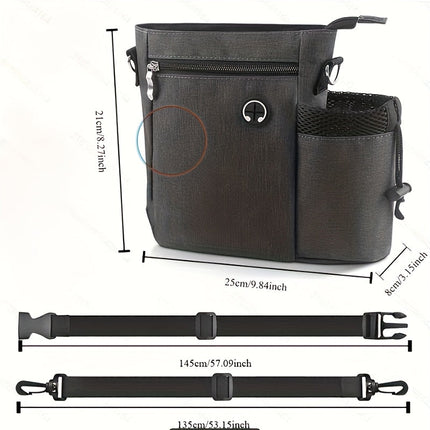 Honden traktatie tas met waterfleshouder | Verstelbare draagopties | Waterdicht polyester | Grote capaciteit | Afneembare voering | Geschikt voor training en wandelen | 25x21x8 cm