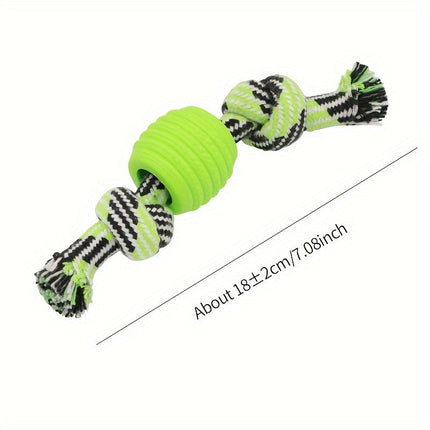 Interactief kauwspeelgoed hond | Sterk rubber met rijk touw | Bevordert tandgezondheid en actieve speeltijd | Geschikt voor alle honden | 18 cm