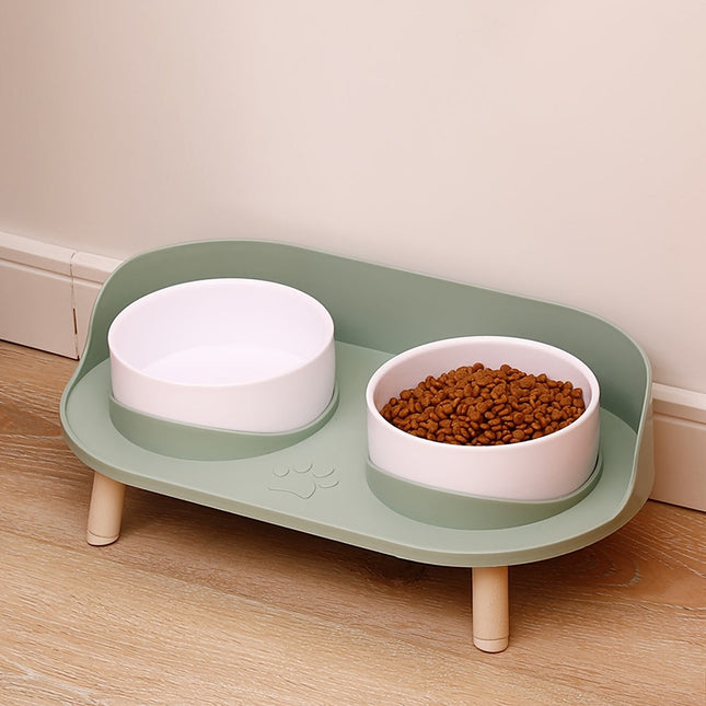 Verhoogde dubbele voerbak voor katten en honden | Ergonomisch ontwerp | Antislip | Duurzame materialen | Eenvoudig te reinigen | Modern voor kleine en middelgrote huisdieren