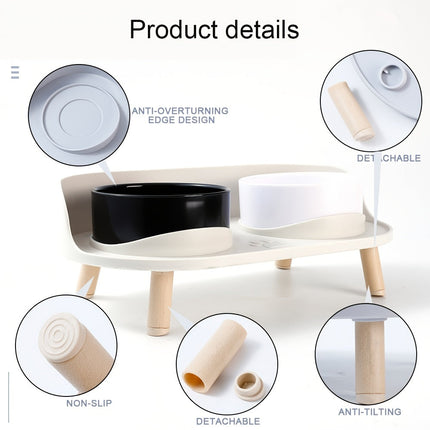 Verhoogde dubbele voerbak voor katten en honden | Ergonomisch ontwerp | Antislip | Duurzame materialen | Eenvoudig te reinigen | Modern voor kleine en middelgrote huisdieren