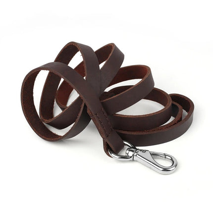 Luxe Leren Riem | Stevig & Duurzaam | Comfortabel Voor Grote Honden | Koffiekleur | 146cm Lang