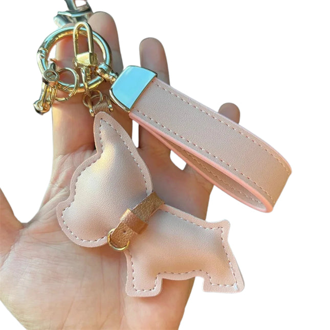 Leren autosleutelhanger met schattige Fadou hond | Creatief cadeau voor koppels | Sleutelhanger en tassenhanger | Verjaardagscadeau | Zink legering | Unisex accessoire