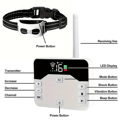 PawPal Draadloze Hondenhalsband | Verstelbare Trainingshalsband voor Honden 6,8-54 kg | 300m Actieradius | Instelbaar en Veilig