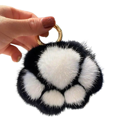 Schattige kattenpoot sleutelhanger | Pluche tas hanger met imitatie nertshaar | Decoratie voor tas of autosleutels | Perfect cadeau voor meisjes | Unisex accessoire