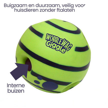 Giechelende Speelbal Voor Honden | Glow In The Dark | Duurzaam Kunststof | Voor Alle Hondenrassen | Geen Batterijen Nodig | Groene Interactieve Bal