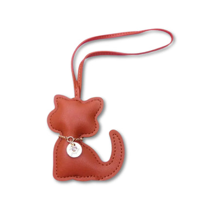 PU Leren Sleutelhanger Met Kat Hangertje | Schattige Dieren Keyring Voor Dames | Tassen Accessoire | Handtas Decoratie | Leuk Cadeau Meisjes