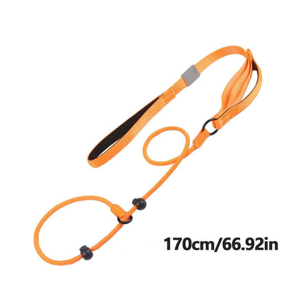Reflecterende Gevlochten Nylon Looplijn | Glow-In-Dark Veiligheid | Comfortabele Zachte Grip | Ademend Duurzaam | Ideaal voor Nachtelijke Wandelingen en Training | 170cm - Oranje/Zwart/Groen