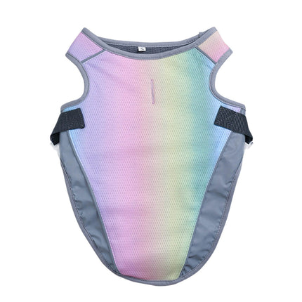 Verkoelend Hondenvest | Verstelbaar & Reflecterend | Hond Hittebescherming | Comfortabel Ademend Mesh | Harnasvriendelijk | Blauw & Regenboog | S-XXL