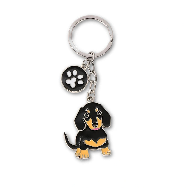 Metalen Sleutelhanger Hond | Teckel & Bulldog Design | Unisex Sleutelhanger voor Auto & Tas | Hartjesbedel | Leuk Cadeau Beste Vriend | Modieuze Accessoire