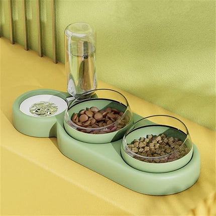 PawNourish 3-in-1 slimme voer- en drinkbak | Automatische waterdispenser | Dubbele voerbak voor nat en droog voer | Vaatwasserbestendig | Voor honden en katten