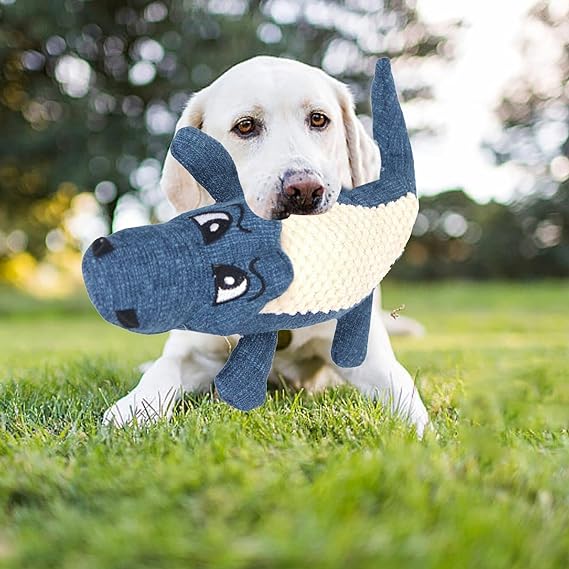 Duurzaam pluchen krokodil voor honden | Groene kauwspeelgoed met pieper | Interactief en veilig | Voor alle hondenmaten
