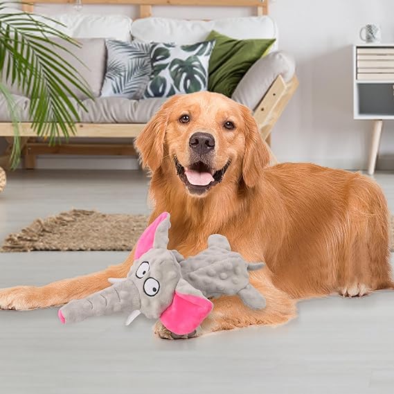 Interactief Olifantenspeeltje voor Honden | Mentale Stimulatie | Sterk en Duurzaam | Zacht voor Tanden | Versterkt Band met Huisdier | Verkrijgbaar in Roze, Blauw en Grijs | 19x30cm
