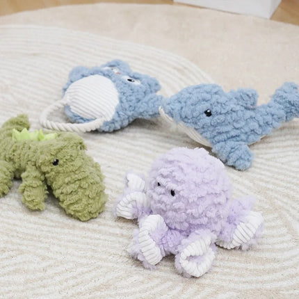 Bijtbestendig Hondenspeeltje | Fleece Dierenontwerp | Krokodil, Haai, Uil, Octopus | Veilig en Duurzaam | Interactief Kauwen En Spelen | Niet-giftige Materialen | Schattig en Bestand Tegen Sterk Kauwen