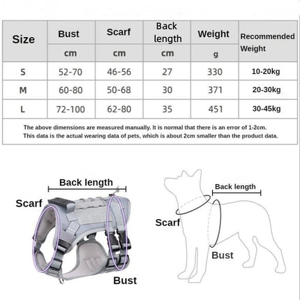 Tactisch hondenharnas voor grote honden | Verstelbaar en stevig | Oxford stof | Ademend en comfortabel | Geschikt voor wandelen en training
