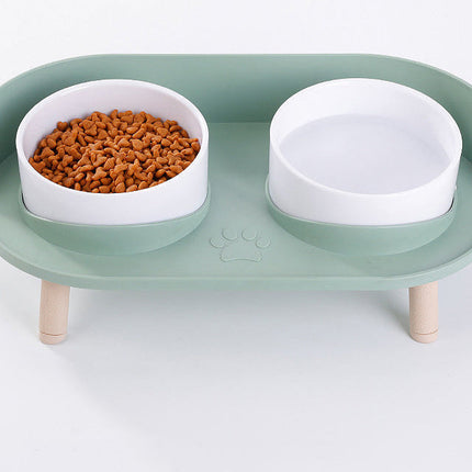 Verhoogde dubbele voerbak voor katten en honden | Ergonomisch ontwerp | Antislip | Duurzame materialen | Eenvoudig te reinigen | Modern voor kleine en middelgrote huisdieren