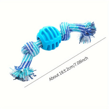 Interactief kauwspeelgoed hond | Sterk rubber met rijk touw | Bevordert tandgezondheid en actieve speeltijd | Geschikt voor alle honden | 18 cm
