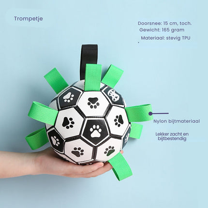 Duurzame Apporteerbal met Grijplipjes | Interactief Kauwspeelgoed voor Honden | Rubberen Voetbal voor Middelgrote en Grote Honden | Binnen- en Buitenplezier | Bevordert Gezond Gebit