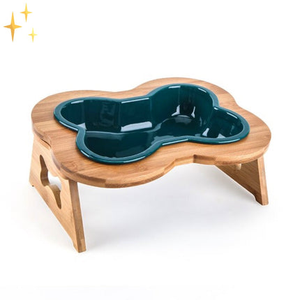 BoneFeast | Ergonomische verhoogde hondenvoerbak keramiek met houten standaard | Gemakkelijk schoon te maken | Geschikt voor alle hondenrassen