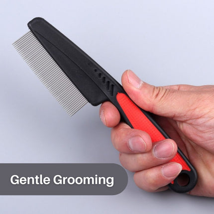 FleaFree™ ProGroomer Kam | Efficiënte Verwijdering van Vlooien en Vuil | Huisdiervriendelijk | Roestvrijstalen Tanden | Gemakkelijk Schoon te Maken | Voor Zachte Verzorging van Huisdieren
