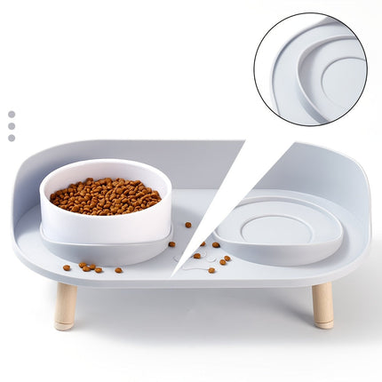 Verhoogde dubbele voerbak voor katten en honden | Ergonomisch ontwerp | Antislip | Duurzame materialen | Eenvoudig te reinigen | Modern voor kleine en middelgrote huisdieren