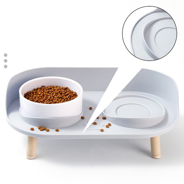 Verhoogde dubbele voerbak voor katten en honden | Ergonomisch ontwerp | Antislip | Duurzame materialen | Eenvoudig te reinigen | Modern voor kleine en middelgrote huisdieren