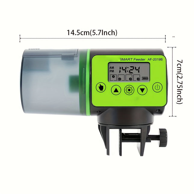 Zyfeeder Automatic Food Dispenser | Adjustable LCD Timer | Battery Powered | Aquarium PVC Material | 24-Hour Feeding Schedule | Fish Aquarium Accessory | Guangdong Origin | Durable and Modern Design