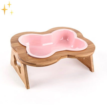 BoneFeast | Ergonomische verhoogde hondenvoerbak keramiek met houten standaard | Gemakkelijk schoon te maken | Geschikt voor alle hondenrassen
