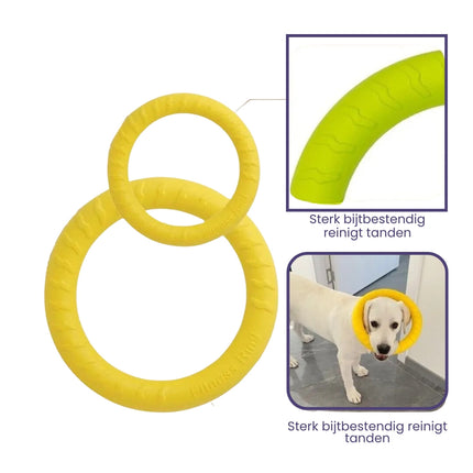 Duurzame Gele Kauwring Voor Honden | Interactief & Stimulerend | Verkrijgbaar in S en L | Rubber