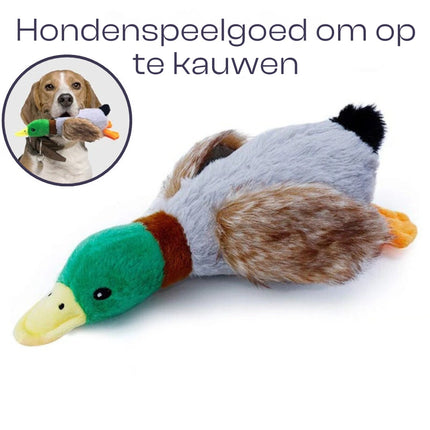 Pluche Eend Kauwspeelgoed voor Honden | Piepende Geluiden | Tandenreiniging | Duurzaam en Veilig | Groen