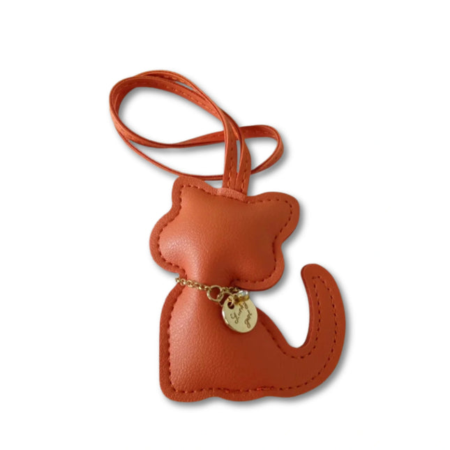 PU Leren Sleutelhanger met Kattenhanger | Schattige Dieren Sleutelhanger voor Dames | Tas Accessoire & Decoratie | Leuk Cadeau voor Meisjes
