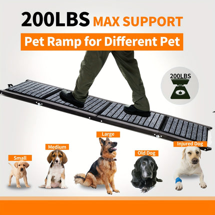 Opvouwbare Hond Loopplank | Antislip | Aluminium | Voor Auto SUV en Truck | Extra Breed | Tot 90.72KG