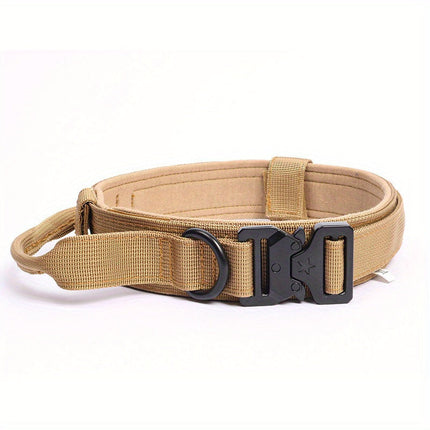 Tactische hondenhalsband nylon | Verstelbaar | Stevige kunststof gesp | D-ring voor riembevestiging | Geschikt voor middelgrote en grote honden | Camouflagemotief