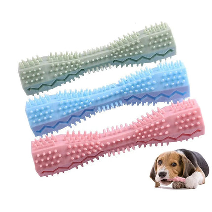 Duurzaam Rubberen Kauwspeeltje voor Honden | Effectieve Gebitsreiniging | Tandvleesmassage | Interactief Ontwerp | Verkrijgbaar in Blauw, Groen en Roze | Veilig en Stimulerend